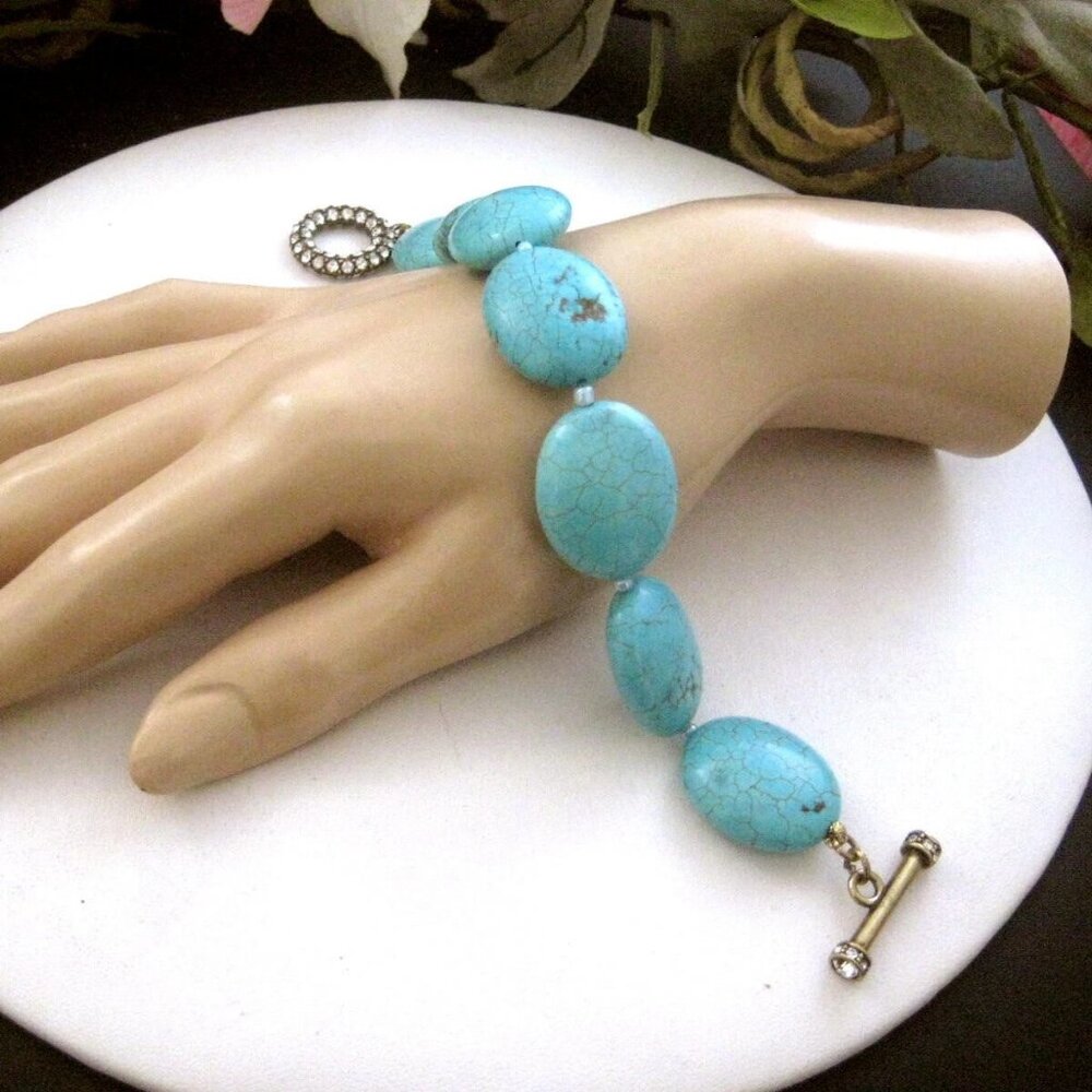 HEIDI DAUS Bracelet toggle clasp Turquoise & crystals